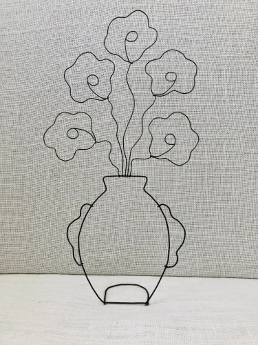 5 fleurs en fil de fer pop 3D coquelicots