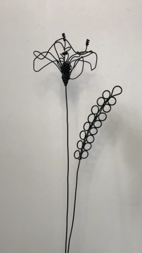 Fleur coquelicot en fil de fer & socle