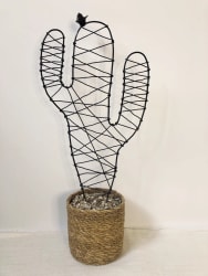 Cactus candélabre tissé en fil de fer 48
