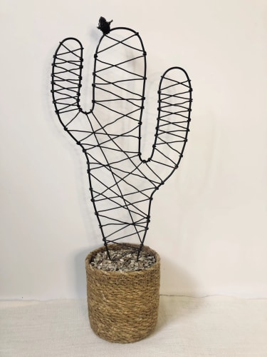 Cactus candélabre tissé en fil de fer 48