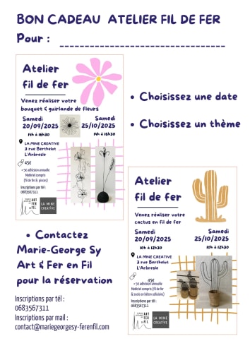 Carte cadeau atelier durée 2h30