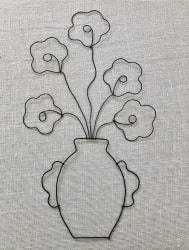 5 fleurs en fil de fer pop 2D - coquelicots