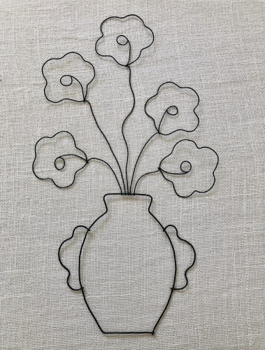 5 fleurs en fil de fer pop 2D - coquelicots