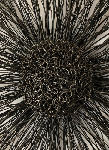 Soleil en fil de fer & végétaux - 80