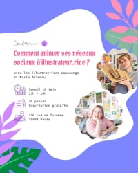 Affiche sur la conférence sur les réseaux sociaux avec Lanasonge et Marie Boiseau