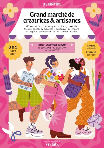 Affiche Grand Marché de Créatrices et Artisanes des Mariettes à Nantes en 2025 par Mylène DGT