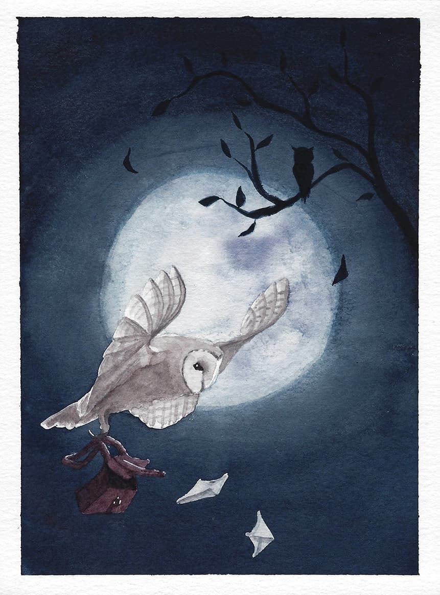 La Sorcière et le Corbeau, aquarelle