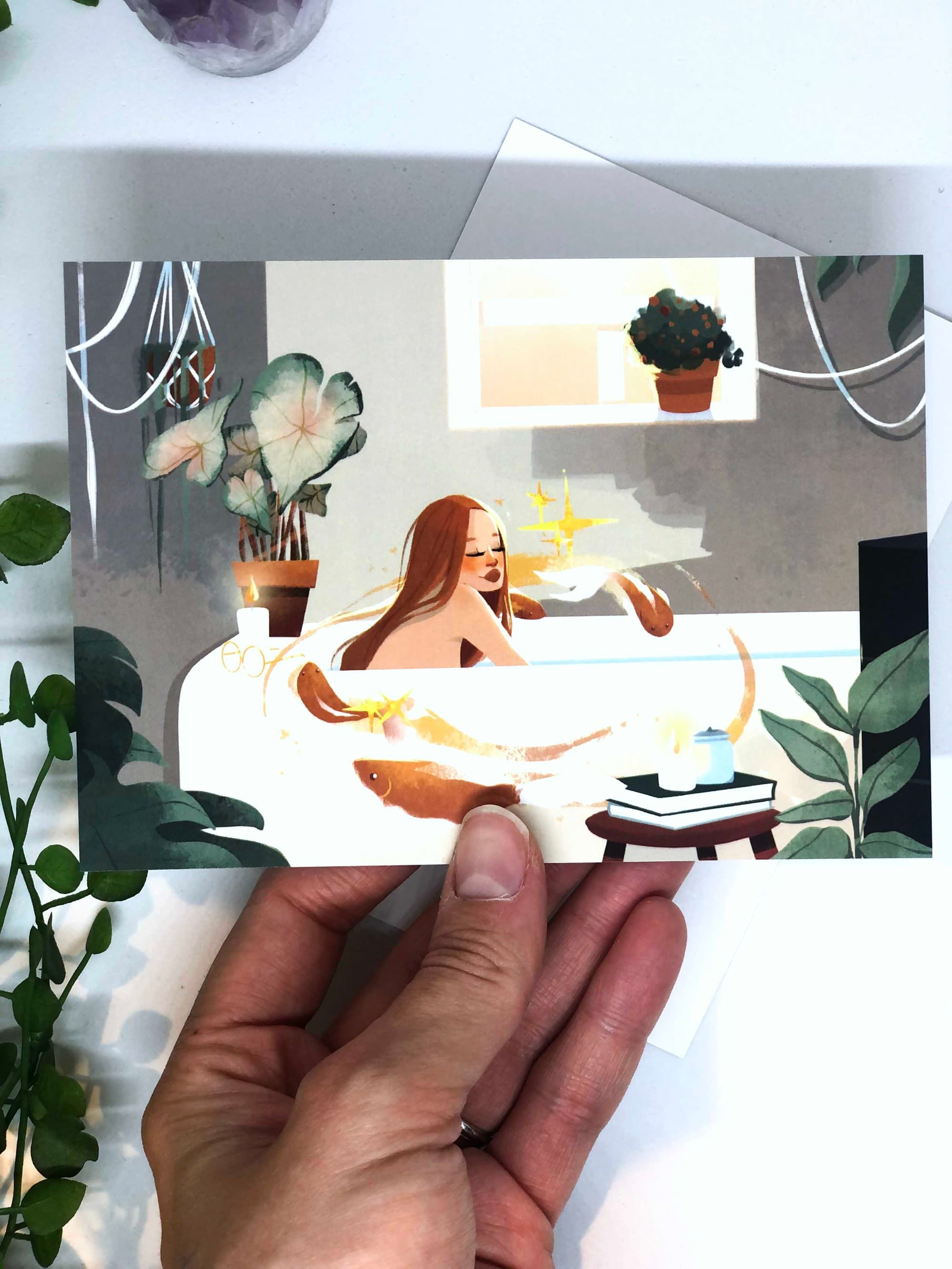 Carte postale  Le bain