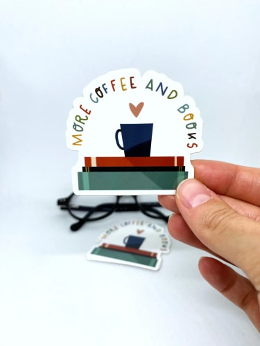 Sticker "more coffee and book"