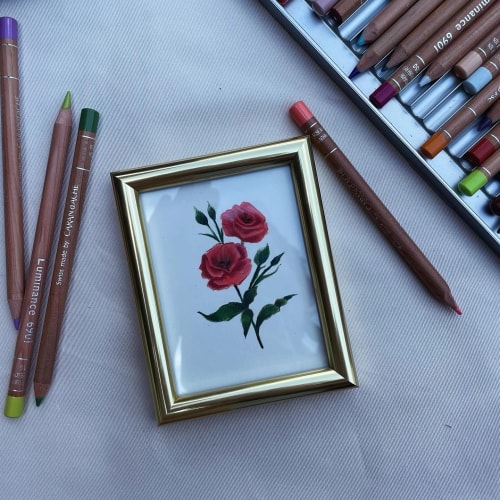 Fleurs de jardin ( original sous cadre )