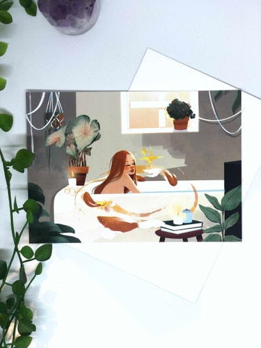 Carte postale  Le bain