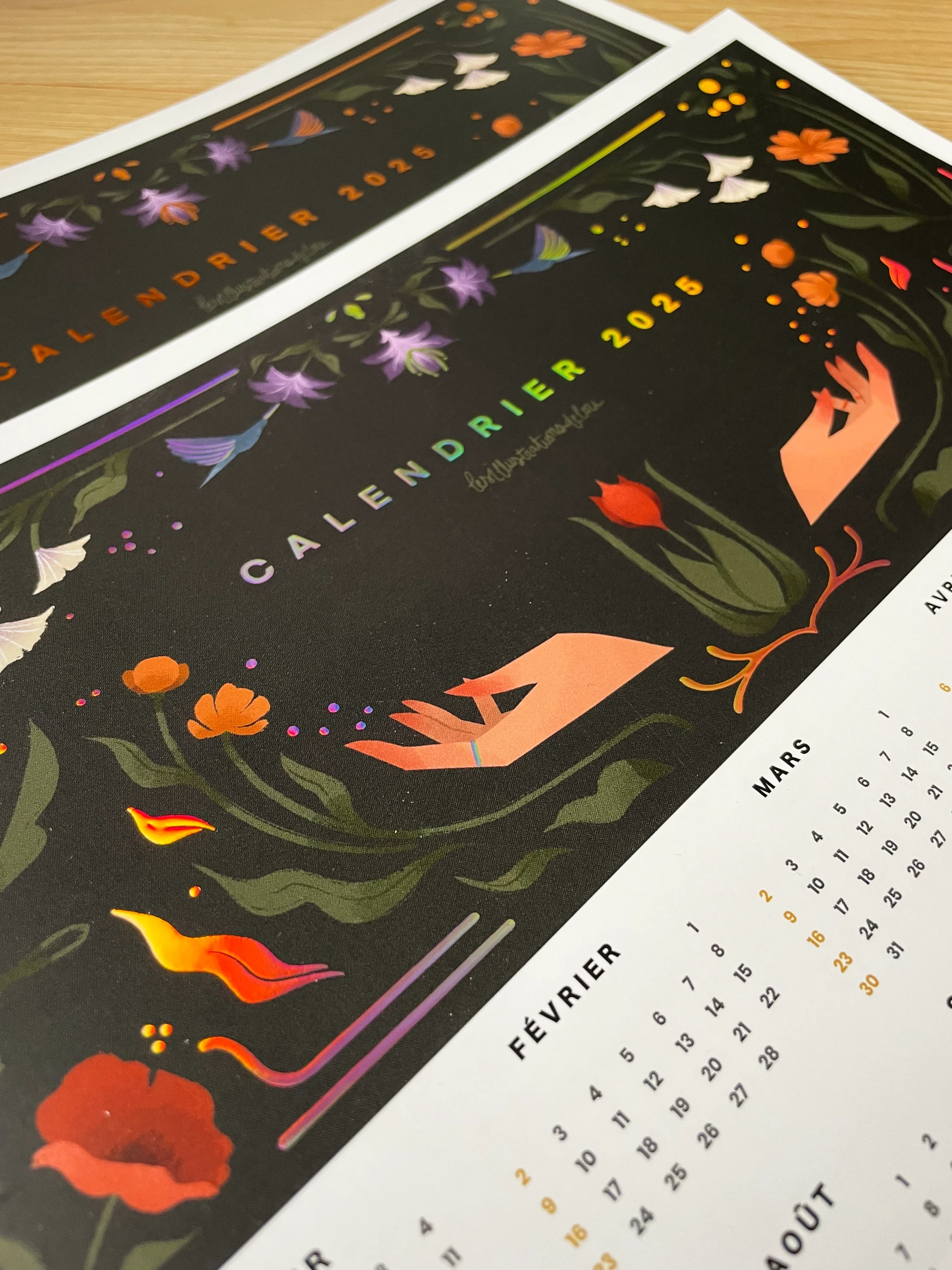 Calendrier reflets holographiques 2025