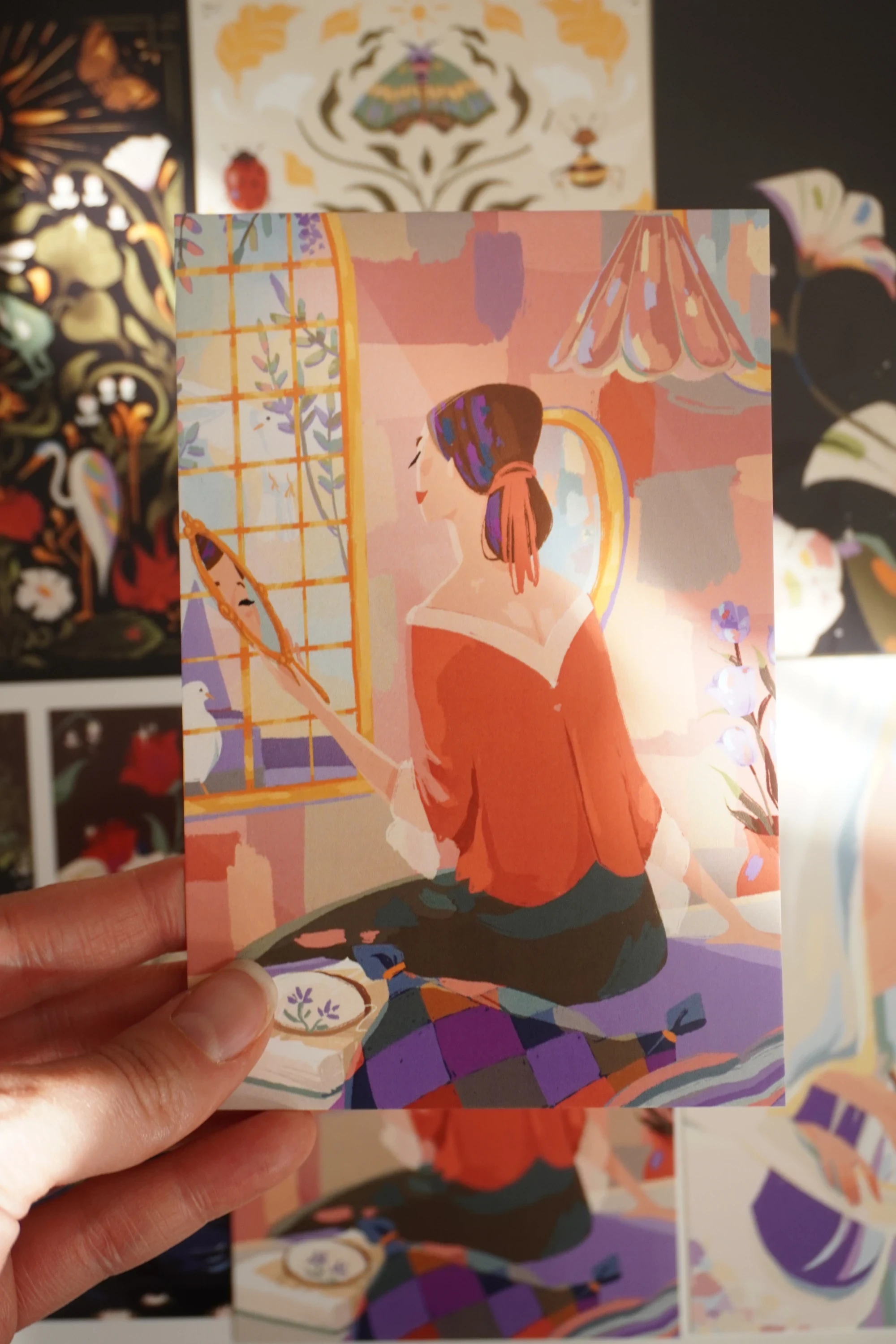 Carte postale la brodeuse