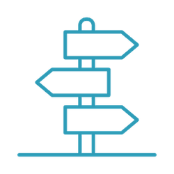 Panneau de signalisation directionnel avec flèches indiquant différentes directions.