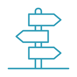 Panneau de signalisation directionnel avec flèches indiquant différentes directions.