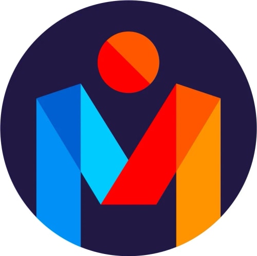 Logo du Mercato de l'emploi, stylisé représentant une lettre 'M' en bleu, rouge, orange et jaune sur un fond sombre.