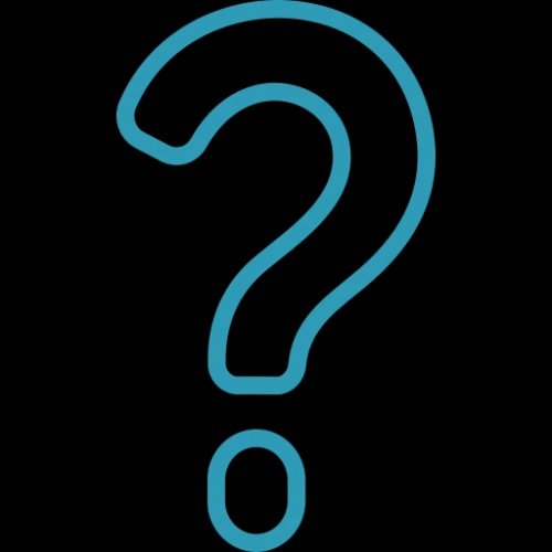 Icône d'un point d'interrogation stylisé en bleu