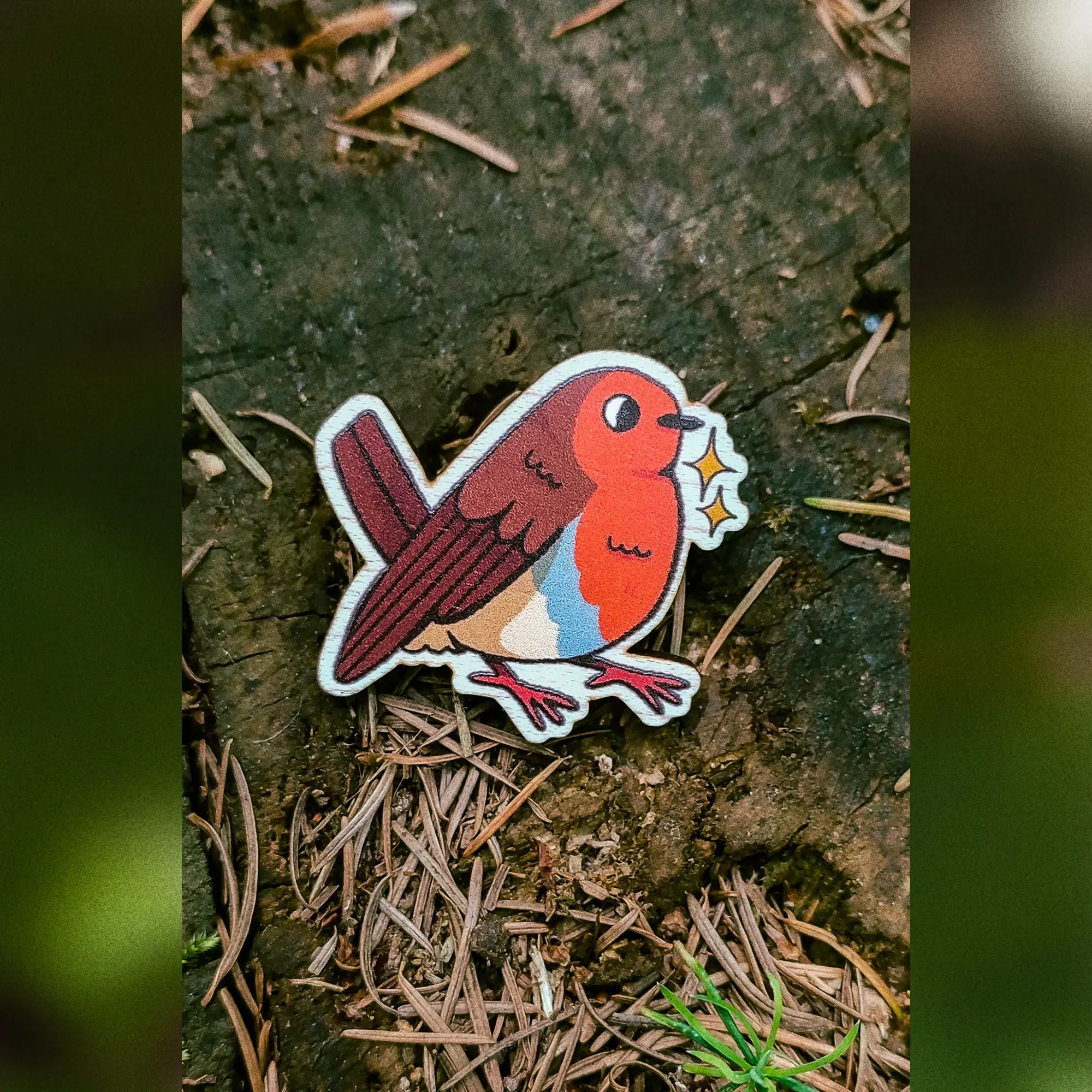 Pin's en bois rouge-gorge 🔴