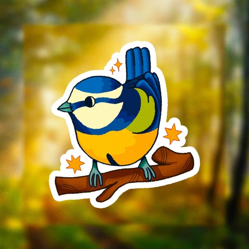 Grand sticker mésange bleue 🟡