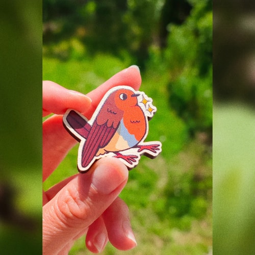 Pin's en bois rouge-gorge 🔴