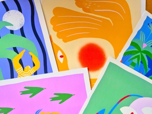 Mur de cadre affiches à petits prix vente spéciale illustration illustratrice couleurs féminité nature