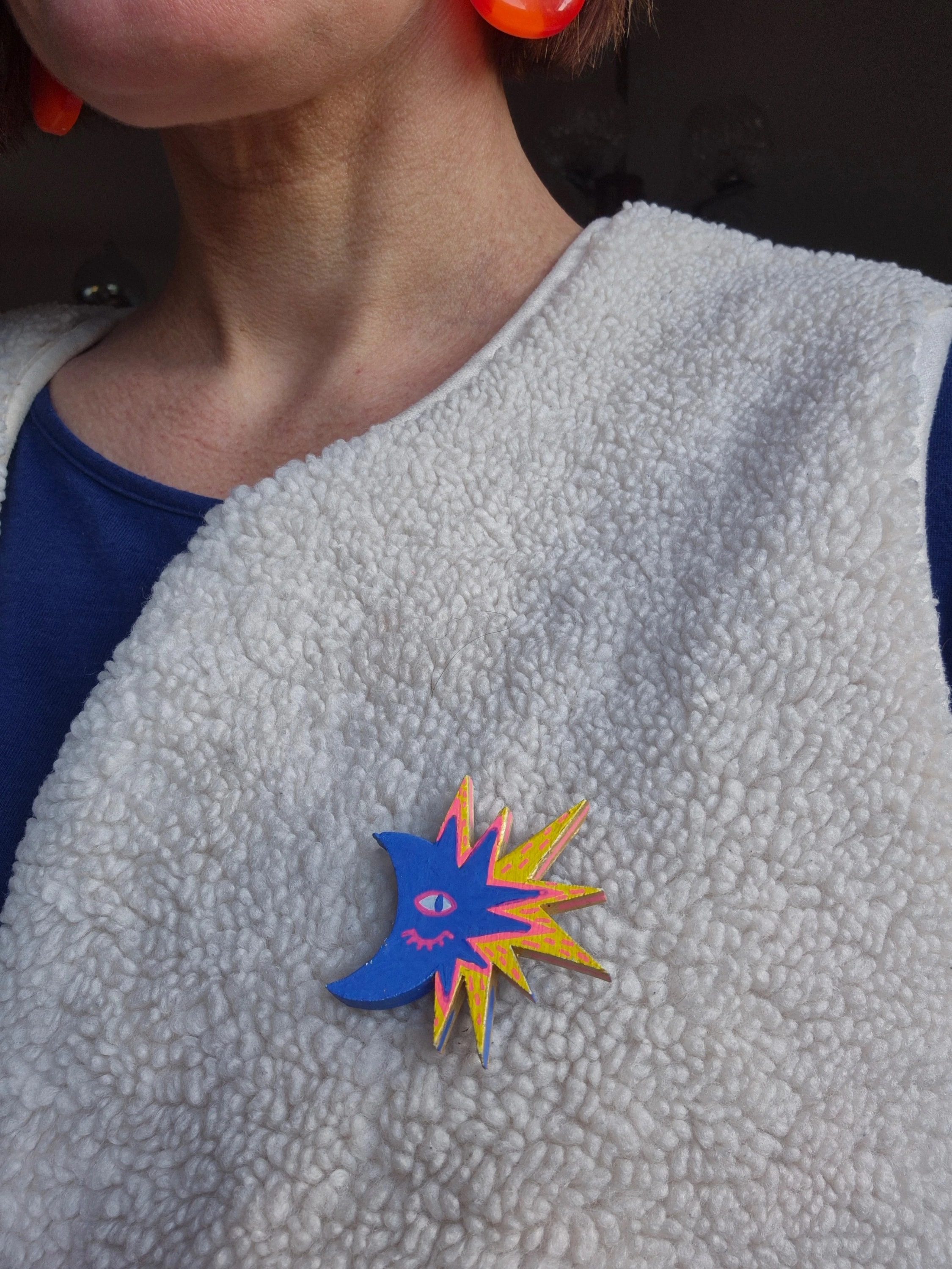 Broche "Lune étoilée"