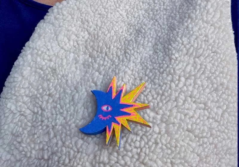 Broche "Lune étoilée"