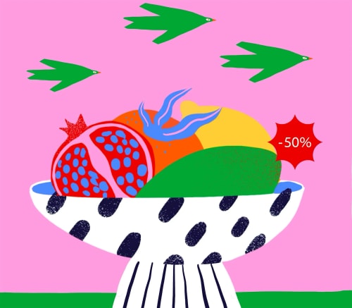 Mur de cadre affiches à petits prix vente spéciale illustration illustratrice couleurs féminité nature