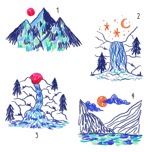 Montagnes au coucher