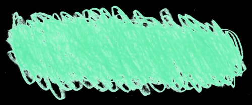 Forme ovale oblongue dessinée par des gribouillages au crayon de couleur vert menthe sur un fond en damier gris et blanc.