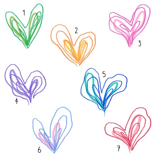 Coeurs colorés (reproductibles)