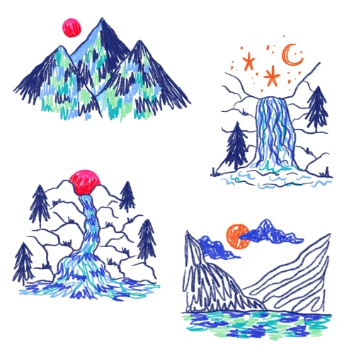 Montagnes au coucher