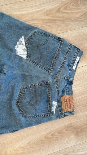 Jean Baggy Dentelle Customisation