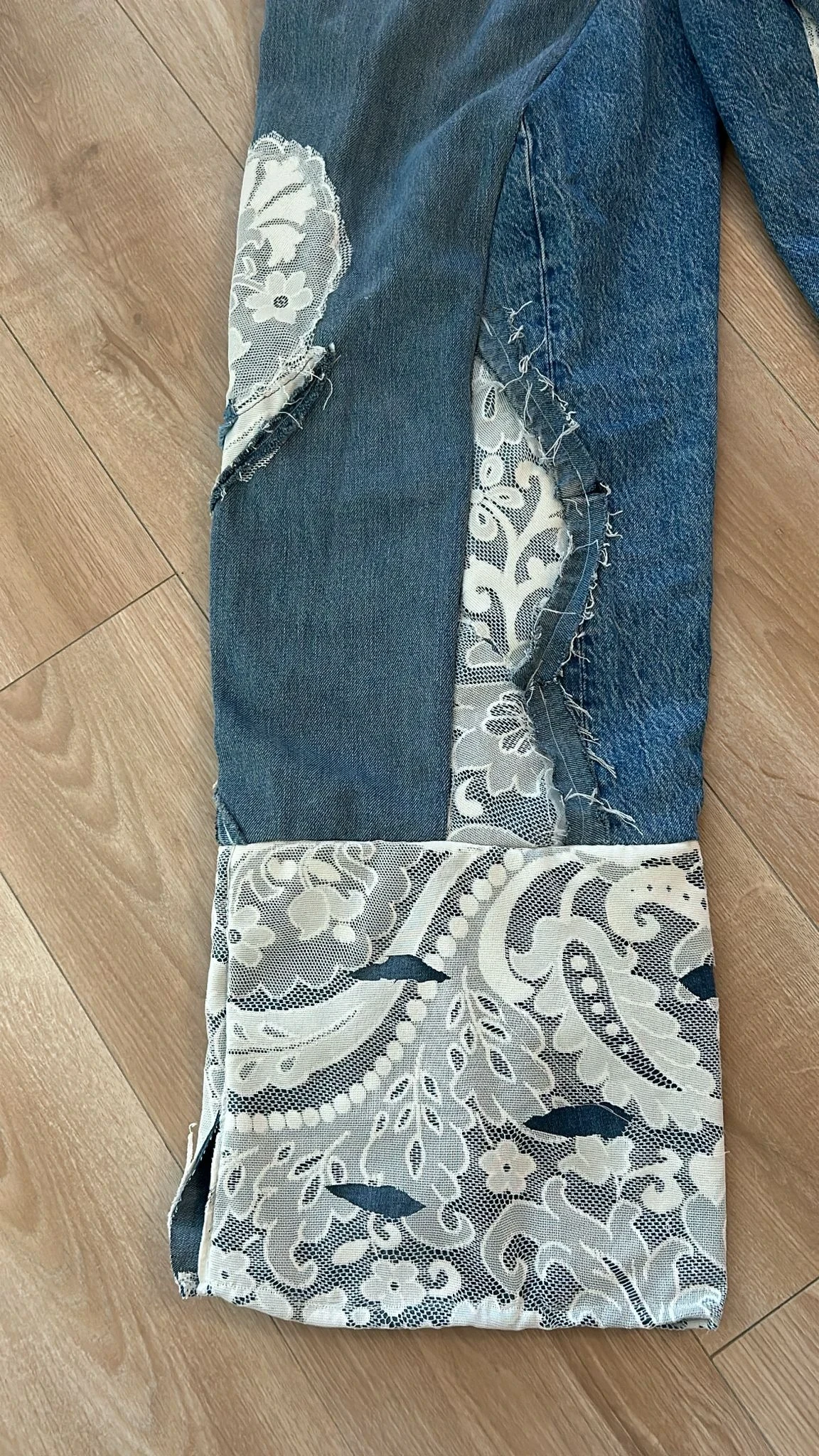 Jean Baggy Dentelle Customisation