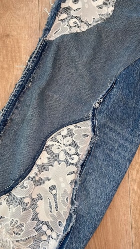 Jean Baggy Dentelle Customisation