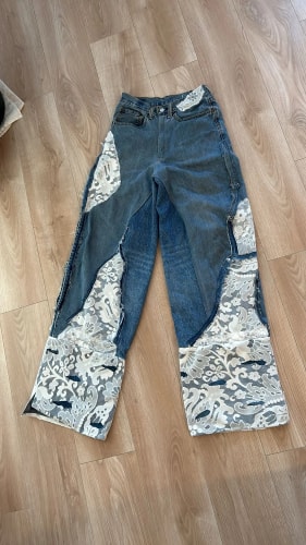 Jean Baggy Dentelle Customisation