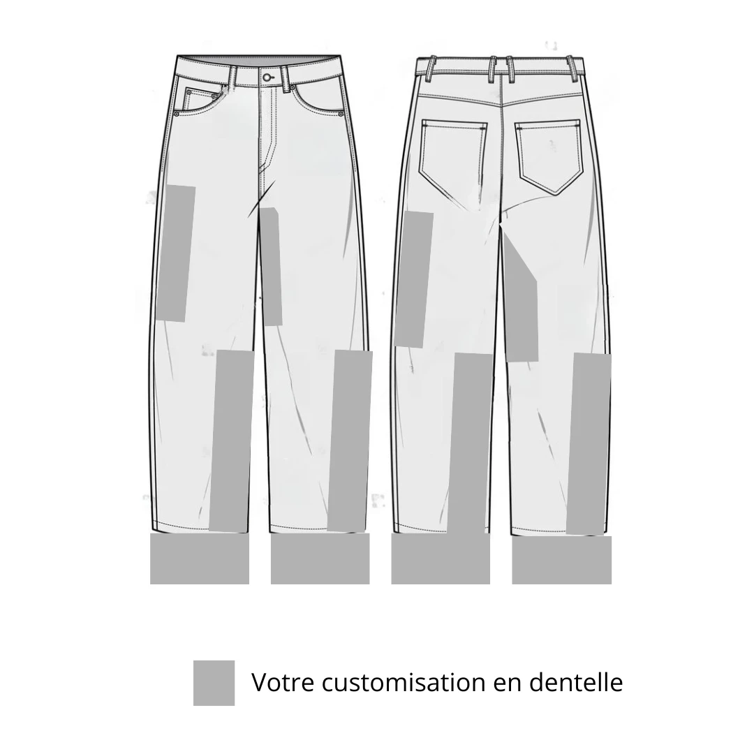 Jean Baggy Dentelle Customisation