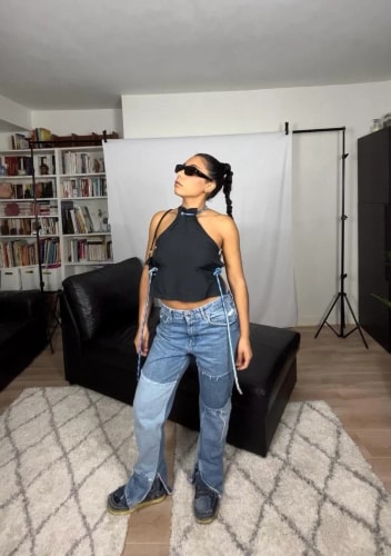 Jean Baggy Patchwork Customisation