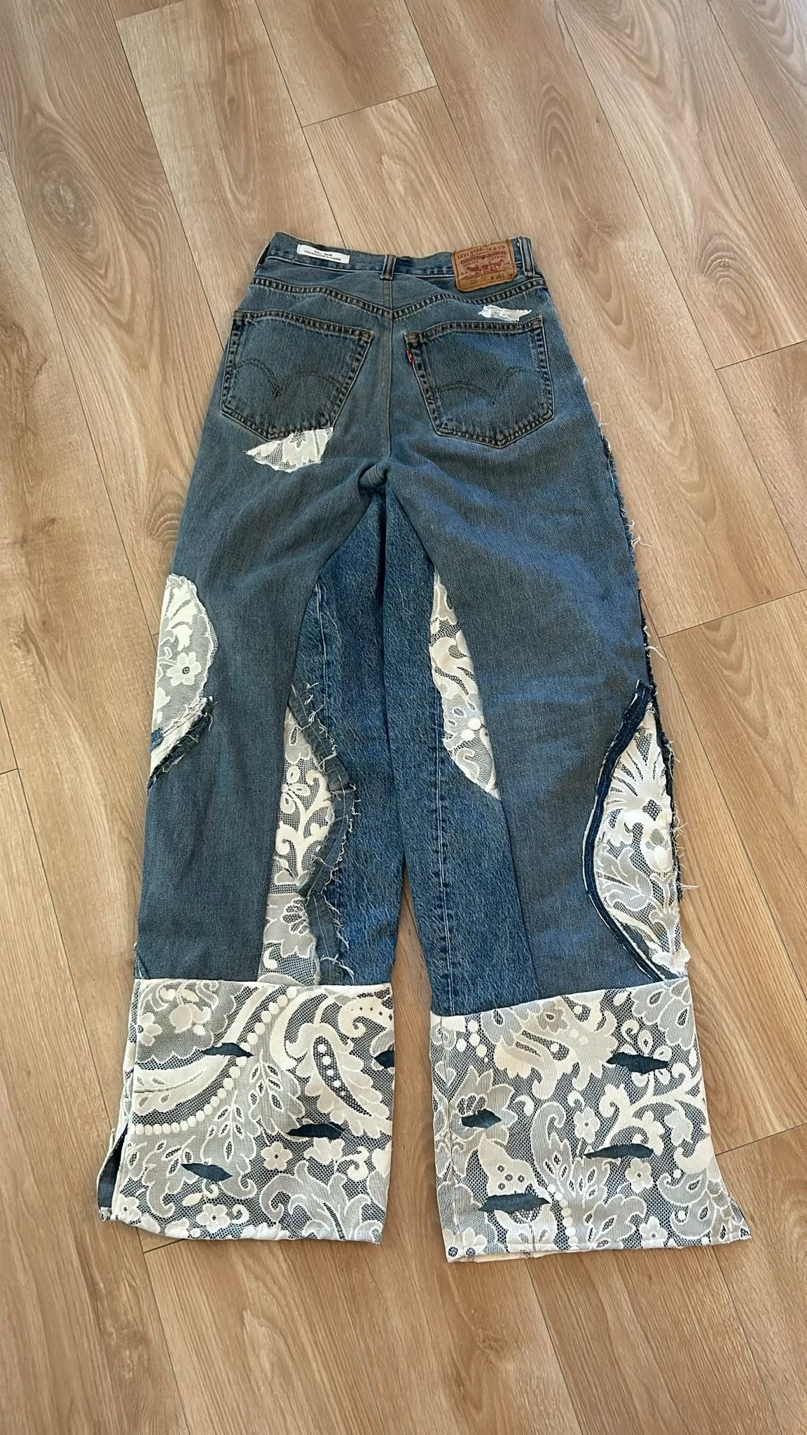 Jean Baggy Dentelle Customisation