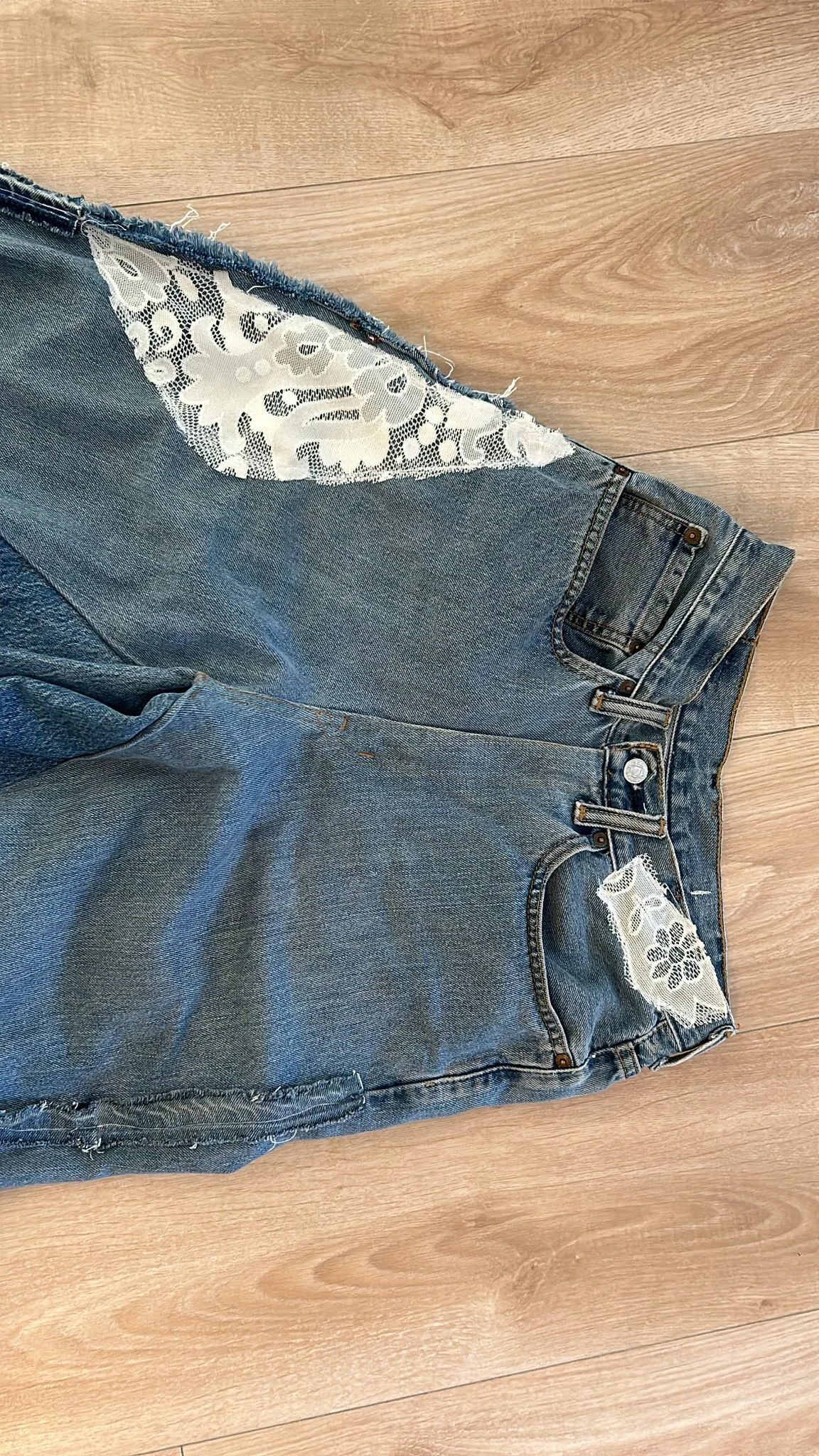 Jean Baggy Dentelle Customisation