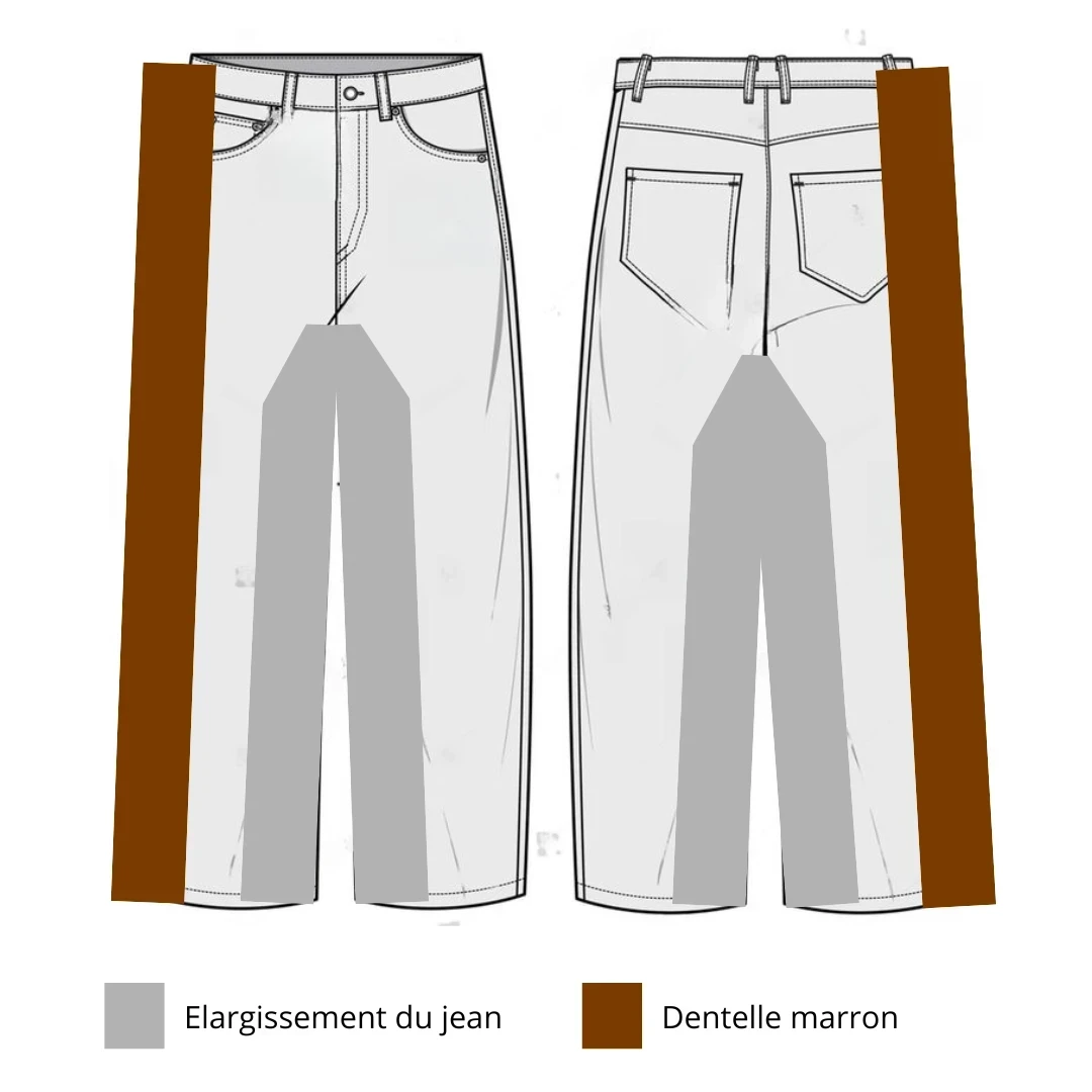 Jean Baggy Dentelle Customisation 