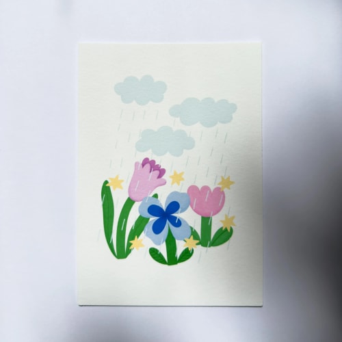 CARTE POSTALE - DE LA PLUIE POUR LES FLEURS