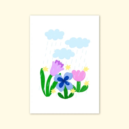 CARTE POSTALE - DE LA PLUIE POUR LES FLEURS