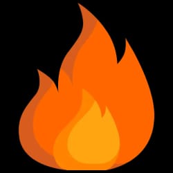 Flamme stylisée de couleur orange et jaune, pour illustrer l'élément du feu et de l'énergie et passion dans le Feng Shui