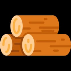 Trois bûches de bois empilées, de couleur orange et marron, pour illustrer l'élément bois et la croissance et vitalité dans le Feng Shui