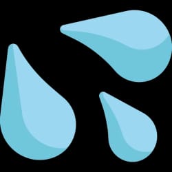 Trois gouttes d'eau de couleur bleu clair, pour illustrer l'eau et l'inspiration et sagesse dans le Feng Shui
