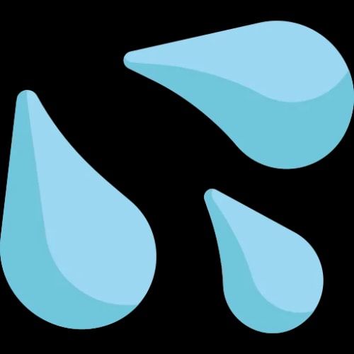 Trois gouttes d'eau de couleur bleu clair, pour illustrer l'eau et l'inspiration et sagesse dans le Feng Shui