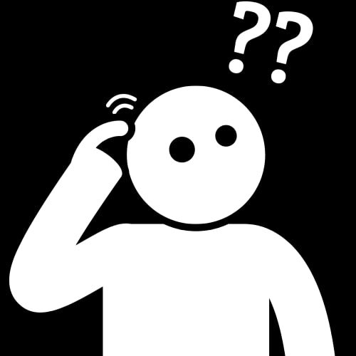 Un bonhomme stylisé se gratte la tête avec un visage perplexe, entouré de deux points d'interrogation.