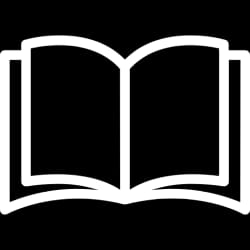Icône d'un livre ouvert sur fond blanc.