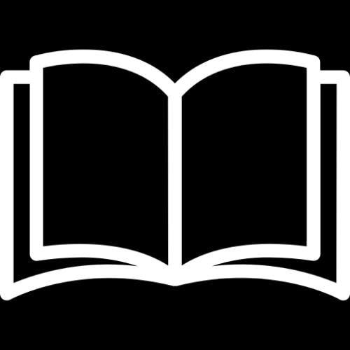 Icône d'un livre ouvert sur fond blanc.